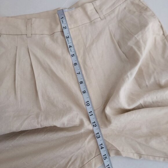 Steve Madden Linen Blend High Waist Pleated Wide Leg Tan Trousers Size XL NWOT - Picture 7 of 12